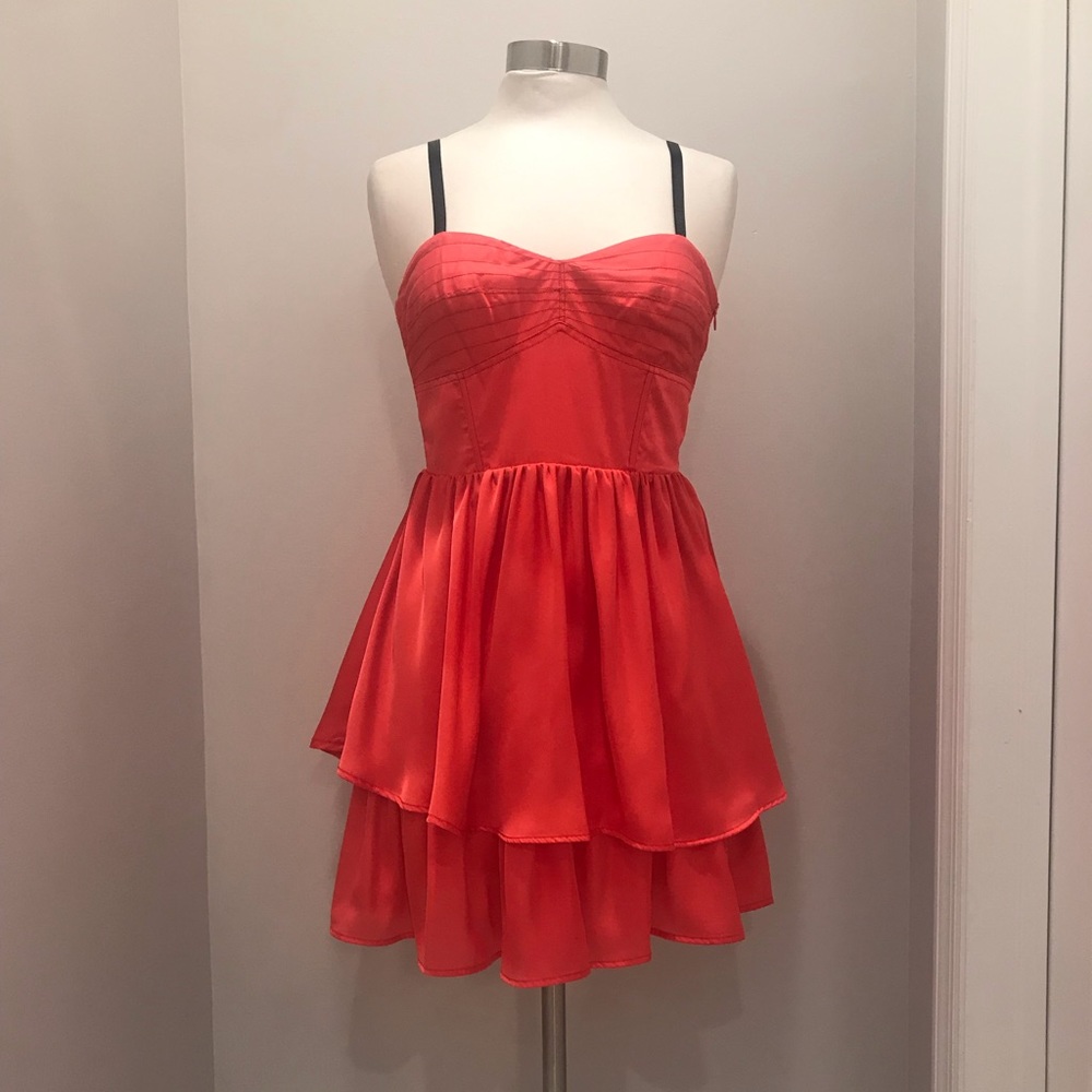 Bright coral mini dress